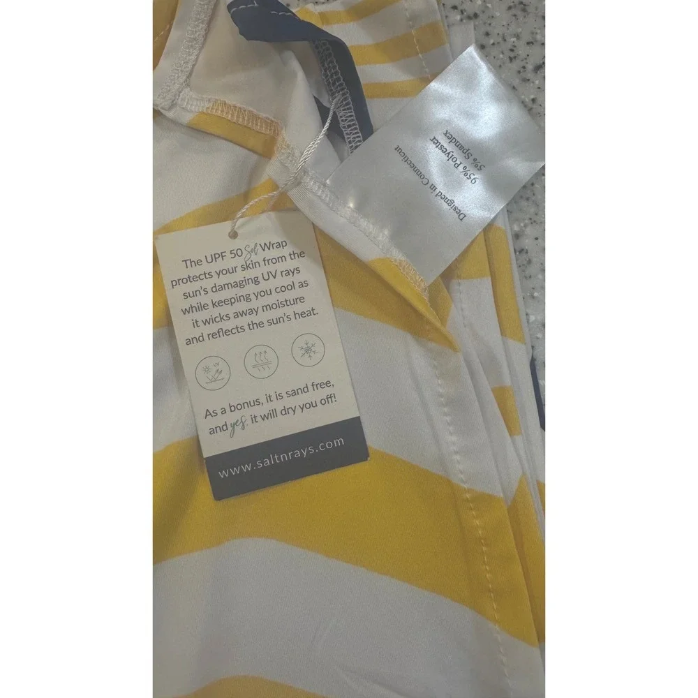 Salt N Rays Sol Wrap Sun Protective Towel UPF50Yellow Navy Umbrella Print 58x35